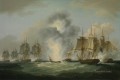 Cuatro fragatas capturando barcos del tesoro español 1804 por Francis Sartorius Batallas navales